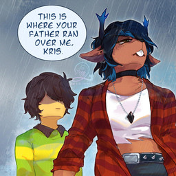 Rating: s
ID: 5749714
Date: 2025-08-01 17:45:34 -0400
Status: active
Score: 38
1:1 2025 absurd_res anniemie2 anthro asgore_running_over_dess brown_body brown_fur brown_hair clothing deer deltarune dess_holiday duo english_text female freckles fur green_clothing green_shirt green_topwear hair hi_res human kris_(deltarune) male mammal new_world_deer outside raining reindeer shirt speech_bubble text this_is_where_i_watched_my_parents_die topwear undertale_(series) post #5749714