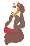 Rating: s
ID: 2561719
Date: 2021-01-07 16:12:19 -0500
Status: active
Score: 39
anthro bottomwear brown_body brown_eyes brown_fur brown_hair clothing equid equine facial_markings female fur hair hair_over_eye hand_in_pocket hands_in_both_pockets hat head_markings headgear headwear hi_res horse jacket long_hair looking_aside mammal markings multicolored_body multicolored_fur muzzle_(marking) one_eye_obstructed pockets ponytail rose_(slightlysimian) shirt shorts simple_background slightlysimian snout snout_markings solo topwear two_tone_body two_tone_fur white_background white_body white_fur post #2561719