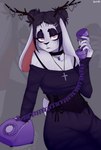 Rating: s
ID: 5192623
Date: 2024-11-19 18:33:12 -0500
Status: active
Score: 12
accessory alternative_fashion anthro antlers beads choker circle_eyebrows clothing corset dress electronics eyebrows eyeshadow female floppy_ears fur furgonomics goth hair_accessory hairclip half-closed_eyes hi_res horn horn_accessory horn_jewelry jackalope jewelry lagomorph lingerie magdalena_(suchimonix) makeup mammal narrowed_eyes necklace phone pink_eyes prayer_beads rosary rotary_phone scut_tail short_tail shoulderless_topwear sitting solo suchimonix tail topwear trad_goth white_body white_fur post #5192623