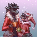 Rating: s
ID: 5645703
Date: 2025-06-16 05:27:54 -0400
Status: active
Score: 6
admiralobster anthro artist_name black_hair blue_bottomwear blue_clothing bottomwear cheek_tuft christmas christmas_clothing christmas_headwear clothed clothing container cup dragon duo ear_piercing ear_ring ear_stud eyes_closed facial_tuft felid fur furred_dragon furred_scalie grey_body grey_clothing grey_fur grey_topwear hair hat headgear headwear hi_res holding_container holding_cup holding_mug holding_object holidays jacket male mammal mug mythological_creature mythological_scalie mythology open_mouth open_smile piercing red_clothing red_jacket red_topwear ring_piercing santa_hat scalie short_hair simple_background smile standing text topwear tuft white_body white_fur post #5645703