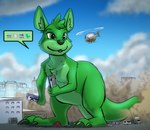 Rating: s
ID: 5356006
Date: 2025-02-06 18:24:59 -0500
Status: active
Score: 0
4_fingers 4_toes aircraft big_head big_tail bus car chibi city city_background city_destruction claws commercial_vehicle cracked_ground destruction dialogue duncan_roo dust_cloud emoji emoji_dialogue feet feral fingers fur green_body green_claws green_ears green_eyes green_fur green_hair green_tail hair helicopter hi_res kangaroo macropod male male_(lore) male_feral mammal marsupial solo tail toes tyrnn vehicle vehicle_for_hire post #5356006