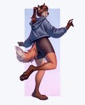 Rating: s
ID: 5659682
Date: 2025-06-22 04:46:07 -0400
Status: active
Score: 14
absurd_res anthro artist_name barefoot blue_clothing blue_eyes blue_topwear bottomwear brown_bottomwear brown_clothing brown_hair brown_pawpads brown_shorts canid canine clothed clothing eyelashes feet female female_anthro fox full-length_portrait fur hair hi_res looking_at_viewer mammal marie_merkh mouth_closed orange_body orange_fur orange_tail pawpads portrait shorts simple_background solo standing tail text topwear white_tail post #5659682