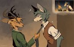 Rating: s
ID: 5203745
Date: 2024-11-24 22:52:22 -0500
Status: active
Score: 115
anthro antlers beastars canid canine canis cervine clothed clothing clothing_pull deer detailed_background duo eye_contact fur hi_res horn inside legoshi_(beastars) looking_at_another louis_(beastars) louis_pulling_legoshi male mammal necktie necktie_pull red_deer screencap whoiskairin wolf post #5203745
