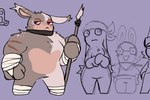 Rating: s
ID: 5665244
Date: 2025-06-24 17:04:36 -0400
Status: active
Score: 2
2023 3_fingers anthro arm_scar bandage bandaged_arm bandaged_leg black_collar blush blush_lines brown_eyelids chest_tuft closed_frown clothed clothed_anthro clothed_male clothing collar collar_(critterzone13) critterzone13 digital_drawing_(artwork) digital_media_(artwork) dot_eyes ears_down english_description eye_scar eyewear facial_scar fan_character featureless_legs fingers flat_colors freckled_shoulders freckles front_view frown fur grey_body grey_fur group half-closed_eyes hand_pawpads handwear headgear headkerchief headwear holding_melee_weapon holding_object holding_polearm holding_spear holding_weapon kerchief lagomorph larger_anthro larger_male lemon_(critterzone13) long_ears male mammal melee_weapon mittens mouth_closed multicolored_body multicolored_fur muscular muscular_anthro muscular_male narrowed_eyes neckerchief neckwear noseless pivoted_ears polearm purple_background purple_eyes rabbid raving_rabbids rayman_(series) scar simple_background simple_eyes size_difference sketch smaller_anthro smaller_male spear standing sunglasses tan_body tan_inner_ear tan_skin three-quarter_view tuft two_tone_body two_tone_fur ubisoft weapon white_body white_fur post #5665244