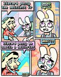 Rating: s
ID: 5462618
Date: 2025-03-28 20:01:46 -0400
Status: active
Score: 53
4_panel_comic ableist_slur abstract_background aloha_shirt anthro bingus_(rawdawgcomics) black_eyes blue_clothing blue_shirt blue_topwear bodily_fluids bow_tie canid canine canis clothing comic crying dialogue domestic_dog drawing_(action) duo english_text eyelashes frown fur hat headgear headwear lagomorph leporid male mammal open_frown open_mouth open_smile overalls pattern_clothing pattern_shirt pattern_topwear purple_eyes rabbit rawdawgcomics red_clothing red_shirt red_topwear shirt sitting slur smile stahli_(rawdawgcomics) tan_body tan_fur tears teeth text tooth_gap topwear white_body white_fur post #5462618