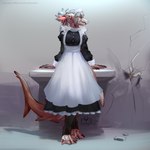 Rating: s
ID: 5276104
Date: 2024-12-30 14:46:03 -0500
Status: active
Score: 28
1:1 annoyed anthro blush clothing concrete_wall dress errokioslem female fish front_view full_body_view ground_shark hammerhead_shark hela_(erro_kioslem) hi_res looking_away maid_apron maid_uniform marine shark solo solo_in_panel standing uniform wall_(structure) post #5276104