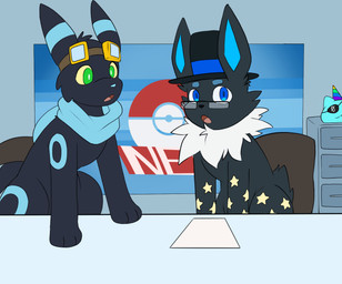Rating: s
ID: 4288819
Date: 2023-09-12 22:32:48 -0400
Status: active
Score: 20
ambris_(budzisfun) background_character black_body black_fur blue_body blue_eyes blue_highlights canid clothing duo eeveelution eye_patch eyewear feral filing_cabinet fluffy fur generation_1_pokemon generation_2_pokemon glasses goggles goo_creature green_eyes hat headgear headwear hi_res highlights_(coloring) jolteon mammal markings neck_tuft news newscast nintendo open_mouth party_hat pokemon pokemon_(species) queenrupti scarf shiny_pokemon slime_(blob) star star_(marking) tail top_hat tuft umbreon white_body white_fur zero_the_slime post #4288819