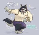 Rating: s
ID: 1671108
Date: 2018-10-04 19:53:55 -0400
Status: active
Score: 30
anthro barefoot barong_(clothing) biped black_body black_fur black_sclera bottomwear bowing canid canine canis chain clothed clothing dialogue domestic_dog english_text feet fully_clothed fur garmr_(tas) hi_res lifewonders male mammal shorts smile solo text tokyo_afterschool_summoners tribdinosaur twinkle yellow_eyes post #1671108