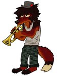 Rating: s
ID: 5581143
Date: 2025-05-18 11:17:01 -0400
Status: active
Score: 1
3:4 anthro bottomwear brass_instrument camo camo_bottomwear camo_clothing camo_pants camo_print canid canine clothed clothed_male clothing fur hat headgear headwear holding_trumpet male mammal musical_instrument pants pattern_bottomwear pattern_clothing pattern_pants playing_music playing_trumpet puppy_meats red_body red_fur shirt simple_background solo tank_top topwear trumpet white_background wind_instrument post #5581143