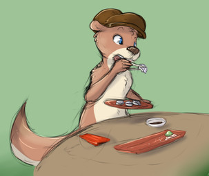 anthro blue_eyes brown_fur brown_nose chopsticks eating food fur hat headwear male mammal mustelid open_mouth otter shem sushi table xilrayne
Rating: Safe
Score: 3
User: Shem
Date: July 01, 2017 anthro blue_eyes brown_fur brown_nose chopsticks eating food fur hat headwear male mammal mustelid open_mouth otter shem sushi table xilrayne
Rating: Safe
Score: 3
User: Shem
Date: July 01, 2017