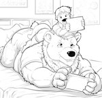 Rating: s
ID: 5494422
Date: 2025-04-10 07:22:56 -0400
Status: active
Score: 11
anthro bear bed bedroom belly bottomwear claws clothed clothing duo furniture greyscale hair handheld_console lying male mammal monochrome mustelid on_another on_bed on_front on_top_of_another otter otter_tail pandottermon pants pillow poster shirt size_difference smile t-shirt topwear post #5494422
