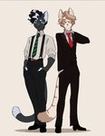 Rating: s
ID: 5566206
Date: 2025-05-12 04:25:24 -0400
Status: active
Score: 3
2025 anthro artist_name belt black_body black_bottomwear black_clothing black_fur black_hair black_jacket black_nose black_pants black_topwear blonde_hair bottomwear clothed clothed_anthro clothed_male clothing collared_shirt colored curly_hair digital_media_(artwork) dipstick_tail domestic_cat dress_shirt duo errato_(the_lunar_flame) eyebrows eyewear facial_scar felid feline felis footwear fully_clothed fully_clothed_anthro fully_clothed_male fur glasses green_eyes green_necktie hair hand_in_pocket hi_res highlights_(coloring) inner_ear_fluff jacket male male_anthro mammal markings monotone_background monotone_bottomwear monotone_clothing monotone_jacket monotone_pants monotone_shirt monotone_topwear necktie noirzvault pants pattern_necktie pink_nose pockets red_necktie scar shirt shoes short_snout simple_background snout snout_scar spot_(the_lunar_flame) striped_body striped_fur striped_markings striped_necktie striped_tail stripes suit_jacket suspenders tail tail_markings tan_body tan_eyebrows tan_fur text the_lunar_flame topwear tuft wavy_hair wearing_glasses white_clothing white_eyebrows white_fingers white_highlights white_inner_ear white_shirt white_tail_tip white_topwear yellow_eyes post #5566206