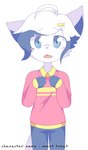 Rating: s
ID: 3992305
Date: 2023-04-14 18:55:06 -0400
Status: active
Score: 16
2019 ambiguous_gender anthro bangs biped black_clothing blue_body blue_eyes blue_fur blue_hair blush blush_lines character_name clothing domestic_cat ear_markings fangs felid feline felis fur fur_markings hair highlights_(coloring) mammal markings model_sheet multicolored_body multicolored_ears multicolored_fur multicolored_hair open_mouth paws red_clothing solo sweet_treat_(yonkagor) tail teeth text tongue two_tone_body two_tone_ears two_tone_fur two_tone_hair white_body white_ears white_fur white_hair white_tail yellow_clothing yonkagor post #3992305