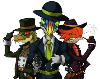 Rating: s
ID: 504899
Date: 2014-07-06 19:30:43 -0400
Status: active
Score: 13
2008 ambiguous_gender anthro anthrofied bird_wyvern capcom clothed clothing cowboy_hat gendrome gloves group gun handwear hat headgear headwear iodrome looking_at_viewer monster_hunter pipe ranged_weapon scalie simple_background smoke smoking smoking_pipe suit tagane velociprey weapon western white_background post #504899