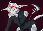 Rating: s
ID: 4731419
Date: 2024-04-20 04:46:10 -0400
Status: active
Score: 3
2023 android andromorph anthro blue_eyes blue_pupils cel_shading clothed clothing colored_nails curled_horn digital_media_(artwork) drude eyebrows eyelashes gemini_vivificantem_(hallowgen) glistening glistening_body hair hallowgen heterochromia hi_res hooves horn intersex long_ears looking_at_viewer machine markings metal_horn nails open_mouth pupils red_eyes red_nails red_pupils robot scales scales_on_shoulder scalie shaded simple_background slit_pupils solo spikes spikes_(anatomy) touching_face trans_(lore) trans_man_(lore) white_body white_hair post #4731419
