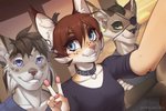 Rating: s
ID: 2632751
Date: 2021-02-27 14:12:36 -0500
Status: active
Score: 275
2020 3:2 anthro artist_collaboration blue_eyes breasts brown_hair clothed clothing collar digital_media_(artwork) felid feline female fur gesture gottheld_(iskra) grin group hagane_ari hair hand_gesture iskra kordi looking_at_viewer lynx male mammal purple_eyes selfie small_breasts smile text trio v_sign wolfy-nail post #2632751