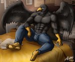 Rating: s
ID: 4870292
Date: 2024-06-22 06:49:34 -0400
Status: active
Score: 5
abs absurd_res accipitrid accipitriform alkan anthro avian beak bed big_muscles big_pecs bird black_body black_eyes black_fur blue_bottomwear blue_clothing blue_pants bottomwear clothed clothing denim denim_bottomwear denim_clothing eagle feet fur furniture hi_res jeans male muscular muscular_anthro muscular_male navel nipples on_bed pants pants_only pecs sitting sitting_on_bed solo tan_(character) topless topless_anthro topless_male wings yellow_beak yellow_feet yellow_hands post #4870292