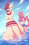 Rating: s
ID: 2863716
Date: 2021-08-04 21:09:34 -0400
Status: active
Score: 240
absurd_res anthro big_ears bikini bikini_skirt blue_clothing blue_swimwear blush cappuccinocat cheek_tuft clasped_hands clothed clothing conditional_dnp crossdressing crossed_arms digital_media_(artwork) domestic_cat duo dutch_angle embarrassed facial_markings facial_tuft fangs felid feline felis femboy frilly front_view fur hair hair_over_eye head_markings heart_symbol hi_res kurus looking_at_viewer male mammal markings midriff moka_yume multicolored_body multicolored_fur navel one_eye_obstructed open_mouth partially_submerged pink_body pink_fur red_clothing red_swimwear sea shiori_(kurus) shy sky smile swimming_trunks swimwear teeth tsunkat tuft two-piece_swimsuit water white_body white_fur post #2863716