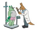 Rating: s
ID: 3621121
Date: 2022-10-11 19:42:38 -0400
Status: active
Score: 3
3_toes 4_toes anthro bottomwear brown_body brown_fur clipboard clothed clothed_male clothing countershading digital_media_(artwork) doctor eyes_closed eyewear feet fist footwear fred_(fredrick_brennan) fur glasses green_body green_fur hi_res holding_object kangaroo macropod male mammal marsupial medical_examination medical_instrument medical_thermometer mouth_closed navel nipples overweight overweight_male pants paper patient pocketfurry procyonid raccoon scientific_instrument shoes shorts simple_background solo standing thermometer toes topless weight_machine white_background post #3621121