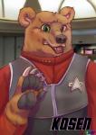 Rating: s
ID: 1791393
Date: 2019-02-13 15:04:06 -0500
Status: active
Score: 4
anthro badge bear black_nose brown_bear brown_body brown_fur ero_jasper_(artist) fur green_eyes hi_res kodiak_bear mammal open_mouth paws star_trek star_trek_the_next_generation teeth ursine post #1791393