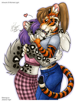 Rating: s
ID: 5676921
Date: 2025-06-30 01:52:55 -0400
Status: active
Score: 11
2025 anthro blue_eyes bottomwear breasts brown_hair clothed clothing duo eyewear felid female female/female fur glasses grey_body grey_fur hair heart_symbol hug jessica_tiger mammal markings michele_light midriff orange_body orange_fur pantherine pants pink_nose purple_hair shirt snow_leopard spots spotted_body spotted_fur striped_body striped_fur striped_markings striped_tail stripes tail tail_markings tiger topwear traditional_media_(artwork) post #5676921