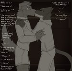 Rating: s
ID: 5353685
Date: 2025-02-05 16:10:44 -0500
Status: active
Score: 53
absurd_res angry anthro argument bird_dog blush bodily_fluids bottomwear bracelet canid canine canis cerberussenn clothing collar collar_tag crying domestic_cat domestic_dog duo english_text felid feline felis hi_res hoodie hunting_dog jewelry kiss_on_lips kissing labrador long_sleeve_shirt lumine_canosa_(cerberussenn) mago_aguirre_(cerberussenn) male male/male mammal monochrome orientation_play pants profanity retriever shirt shorts story tail tears tears_of_sadness text topwear tuxedo_cat post #5353685