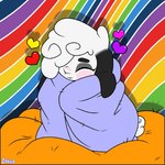 Rating: s
ID: 5570254
Date: 2025-05-13 19:15:26 -0400
Status: active
Score: 6
1:1 2024 anthro bedding black_ears blanket blush bovid caprine chibi domestic_sheep english_description female fur hair mammal rainbow_background sheep signature simple_background solo toony white_body white_fur white_hair white_wool wool_(fur) zatira post #5570254