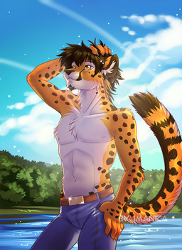 anthro black_hair brown_hair cheetah clothed clothing day detailed_background feline fur hair imanika male mammal outside sky smile spots spotted_fur standing sun topless yellow_eyes
Rating: Safe
Score: 1
User: Millcore
Date: June 22, 2017 anthro black_hair brown_hair cheetah clothed clothing day detailed_background feline fur hair imanika male mammal outside sky smile spots spotted_fur standing sun topless yellow_eyes
Rating: Safe
Score: 1
User: Millcore
Date: June 22, 2017