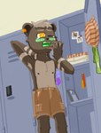 Rating: s
ID: 5041278
Date: 2024-09-10 10:52:12 -0400
Status: active
Score: 4
5_fingers adolescent anthro arm_tuft armpit_hair bear blush blush_lines boater_hat body_hair bottomwear bow_tie brown_body brown_fur brush cargo_shorts chest_tuft claws clothed clothing comb_(brush) elbow_tuft eyebrows fingers folded_clothing fur green_mouth grilled_sandwich_(ookamizuri_nion) hair hairbrush hat headgear headwear hi_res humanoid_hands knee_tuft leg_tuft locker locker_room male mammal mirror multicolored_body multicolored_fur navel nipples one_eye_closed ookamizuri_nion open_mouth orange_eyes polaroid_photo shorts solo topless topless_anthro topless_male tuft untied_bow_tie white_claws wink yawn young post #5041278