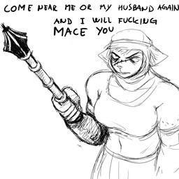 angry anthro black_and_white breasts cat cat_knight dialogue english_text feline female hi_res hladilnik mace mammal melee_weapon monochrome scar text weapon
Rating: Safe
Score: 4
User: ROTHY
Date: June 23, 2017 angry anthro black_and_white breasts cat cat_knight dialogue english_text feline female hi_res hladilnik mace mammal melee_weapon monochrome scar text weapon
Rating: Safe
Score: 4
User: ROTHY
Date: June 23, 2017