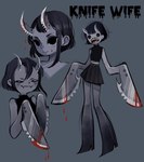 Rating: s
ID: 5589773
Date: 2025-05-22 00:53:44 -0400
Status: active
Score: 8
2_horns animate_inanimate black_bottomwear black_clothing black_eyes black_hair black_shirt black_skirt black_topwear blade_arm blade_horn blood blood_drip blood_on_hand blush bob_cut bodily_fluids bottomwear clothing dripping fangs feefal female grey_background grey_body hair hi_res horn humanoid knife knife_humanoid living_knife living_melee_weapon living_weapon melee_weapon monster_girl_(genre) multiple_angles object_humanoid open_mouth sharp_horn sharp_teeth shirt short_hair simple_background skirt sleeveless_shirt sleeves_past_wrists smile solo teeth topwear weapon post #5589773
