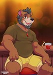 Rating: s
ID: 5604618
Date: 2025-05-28 13:56:05 -0400
Status: active
Score: 9
absurd_res alcohol anthro bar_counter bear bear_flag beard beverage black_hair blurred_background brown_bear brown_eyes clothed clothing cocktail counter facial_hair footstool hair hi_res jewelry kodiak_(kodiak079) lgbt_pride lgbt_pride_month lights looking_at_viewer lounge male mammal musclegut muscular pendant sitting smile solo terragon ursine post #5604618