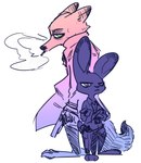 Rating: s
ID: 4277487
Date: 2023-09-06 19:54:57 -0400
Status: active
Score: 45
anthro canid canine clothing coat disney duo female fox gun hi_res judy_hopps lagomorph leporid male male/female mammal nick_wilde nobby_(artist) rabbit ranged_weapon red_fox smoke smoking topwear trenchcoat true_fox weapon zootopia post #4277487