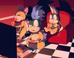 Rating: s
ID: 5297307
Date: 2025-01-09 16:07:19 -0500
Status: active
Score: 20
anthro blue_eyes blue_shell bracelet brother_(lore) brother_and_sister_(lore) brothers_(lore) claw_toes claws clothing famicom famicom_cartridge famicom_console famicom_controller female finger_claws footwear group hair heterochromia hi_res jewelry juice koopa koopaling larry_koopa lemmy_koopa lips male mario_bros multicolored_body multicolored_hair multicolored_scales necklace nintendo pawpads pink_bow pink_clothing pink_footwear pink_lips pink_shell pink_shoes scales scalie shell shoes sibling_(lore) sister_(lore) spiked_bracelet spiked_shell spikes spikes_(anatomy) trio wendy_o._koopa yellow_shell zeso post #5297307