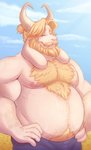 Rating: s
ID: 2548618
Date: 2020-12-29 00:56:03 -0500
Status: active
Score: 62
anthro arm_hair asgore_dreemurr beard belly blonde_hair blue_bottomwear blue_clothing blue_pants blue_sky body_hair boss_monster_(undertale) bottomwear bovid caprine chest_hair clothed clothing cloud eyes_closed facial_hair flower fur hair hands_on_hips hi_res horn male mammal mature_anthro mature_male moobs musclegut muscular muscular_anthro muscular_male mustache nipples outside overweight overweight_anthro overweight_male pants plant sky solo thediyemi topless undertale undertale_(series) white_body white_fur post #2548618