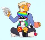 Rating: s
ID: 1107909
Date: 2017-01-15 12:06:33 -0500
Status: active
Score: 3
2014 4_ears ambiguous_gender anthro blonde_hair blue_border border clothed clothing coffee_mug container cup domestic_cat drawing duo featureless_crotch felid feline felis footwear fur gloves_(marking) hair heterochromia holding_container holding_cup holding_object leg_markings legwear mammal markings multi_ear multicolored_body multicolored_fur multicolored_hair multicolored_tongue musuko42 musuko_(character) nude ooo_(oooeygoooey) orange_body orange_fur rainbow_body rainbow_fur rainbow_hair rainbow_tongue reading red_eyes simple_background socks socks_(marking) sparklefur tongue young young_ambiguous young_anthro post #1107909