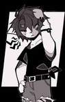 Rating: s
ID: 5445656
Date: 2025-03-20 14:43:17 -0400
Status: active
Score: 60
alternative_fashion ambiguous_gender anthro belt black_clothing black_shirt black_topwear bodily_fluids bottomwear callie_(vinqou) clock clothing denim denim_bottomwear denim_clothing grunge_(fashion) headache jeans male monochrome pants piercing shirt solo sweat sweatdrop topwear torn_bottomwear torn_clothing torn_jeans torn_pants trans_(lore) trans_man_(lore) vinqock watch post #5445656