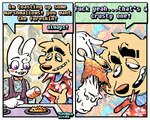 Rating: s
ID: 5570221
Date: 2025-05-13 18:55:26 -0400
Status: active
Score: 9
2025 2_panel_comic 4_fingers 5:4 abstract_background aloha_shirt anthro appliance artist_name bingus_(rawdawgcomics) blush blush_stickers candy canid canine canis cigarette clothing comic dessert dialogue digital_media_(artwork) domestic_dog duo english_text eyelashes fingers food fur grin lagomorph leporid male mammal marshmallow pattern_clothing pattern_shirt pattern_topwear profanity purple_eyes rabbit rawdawgcomics rawdawgcomics_(series) shirt smile stahli_(rawdawgcomics) stove teeth text tooth_gap topwear white_body white_fur yellow_body yellow_fur post #5570221
