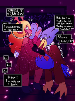 Rating: s
ID: 5754513
Date: 2025-08-03 20:46:01 -0400
Status: pending
Score: 14
2025 3_toes 4_fingers anthro antlers arms_bent artist_name avian barefoot beak berdly bird black_eyes black_necktie blonde_hair blue_tail blush blush_lines bow_ribbon brown_antlers brown_body brown_clothing brown_fur brown_suit brown_tail buckteeth clothed clothed_anthro clothed_male clothing cloven_hooves colored cross-popping_vein dancing deer deltarune dialogue digital_drawing_(artwork) digital_media_(artwork) dress duo english_description english_text eye_contact eyebrow_through_hair eyebrows eyelashes eyewear feather_hands feathers feet female female_anthro fingers flamigoat floor fully_clothed fully_clothed_anthro fully_clothed_male fur glasses hair hand_holding hi_res hooves horn inner_ear_fluff inside larger_anthro larger_female light lighting long_hair looking_at_another male male/female male_anthro mammal motion_lines name_drop name_in_dialogue necktie nervous nervous_smile new_world_deer noelle_holiday number open_beak open_mouth open_smile purple_wall red_bow red_clothing red_dress red_mouth red_nose reindeer ribbons shaded size_difference smaller_anthro smaller_male smile smiling_at_another standing star_(shape) suit tail tail_feathers tail_motion tailwag talking_to_another talons teeth text thin_eyebrows toes translucent translucent_hair tuft two_tone_tail undertale_(series) wall_(structure) white_dress_shirt white_inner_ear_fluff white_tail wood wood_floor yelling yellow_beak post #5754513