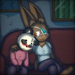 Rating: s
ID: 3405405
Date: 2022-06-22 13:09:58 -0400
Status: active
Score: 5
1:1 anthro arm_over_shoulder bear blue_clothing blue_shirt blue_topwear blush bottomwear brown_body brown_eyes brown_fur clothing crossed_legs dark darli_buni denim denim_bottomwear denim_clothing duo eye_patch eyewear female female/female fur furniture giant_panda hare head_on_shoulder hi_res highlights_(coloring) jeans kassandra_copperfur lagomorph leporid mammal painting_(object) pants pendelle_ursari pink_clothing pink_sweater pink_topwear shirt sleeping sofa sound_effects sweater topwear vowelless vowelless_sound_effect zzz post #3405405