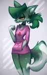 Rating: s
ID: 5574267
Date: 2025-05-15 14:53:59 -0400
Status: active
Score: 10
5:8 :3 absurd_res anthro canid canine canis clothing female fur gamecade_(ncs) green_body green_fur heart_symbol hi_res hoodie lidded_eyes looking_at_viewer mammal naircat nance_(ncs) playstation simple_background solo sony_corporation sony_interactive_entertainment topwear wolf yellow_eyes post #5574267