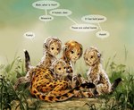 Rating: s
ID: 5651350
Date: 2025-06-18 15:18:08 -0400
Status: active
Score: 3
12-tf 2014 4_toes black_markings black_nose black_spots brown_eyes cheetah colored dialogue english_text feet felid feline female feral feral_with_hair fur grass group hair humanoid_face legs_together looking_at_viewer lying male mammal markings on_back on_side open_mouth orange_body orange_fur orange_hair outside parent_(lore) parent_and_child_(lore) pawpads paws plant quadruped red_eyes shaded sitting sitting_on_ground speech_bubble spots tail tan_body tan_fur teeth text toes young young_feral post #5651350