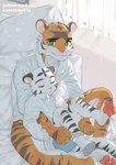 Rating: s
ID: 5277344
Date: 2024-12-31 02:34:19 -0500
Status: active
Score: 83
4_toes 5_fingers absurd_res age_difference anthro barefoot bed bent_legs black_ears black_eyebrows black_markings black_stripes blue_boxer_briefs blue_clothing blue_underwear blush boxer_briefs brother_(lore) brothers_(lore) brown_ears brown_markings brown_stripes butt chinese_description claws closed_smile clothed clothed_anthro clothed_male clothing collared_shirt countershade_face countershade_feet countershade_fur countershade_legs countershade_torso countershading dress_shirt duo ear_markings ears_down eyebrows facial_markings feet felid fingers footwear fur fur_markings furniture green_eyes head_markings hi_res hindpaw hug hugging_another hugging_from_behind humanoid_hands kemono kun_blackcat larger_male leg_markings long_sleeves male male/male male_anthro mammal markings morning mouth_closed multicolored_body multicolored_fur older_male on_bed one_sock orange_body orange_fur pantherine pantsless pantsless_anthro pantsless_male pawpads paws pink_nose pink_pawpads pivoted_ears plantigrade plantigrade_pawpads pupils putting_on_socks reclining shirt sibling_(lore) size_difference sleeping smaller_male smile socks striped_body striped_fur striped_markings striped_tail stripes tail tail_markings tiger toes topwear underwear whiskers white_body white_claws white_clothing white_countershading white_footwear white_fur white_pupils white_sclera white_shirt white_socks white_topwear white_whiskers young young_anthro young_male younger_male post #5277344