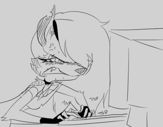 Rating: s
ID: 5669562
Date: 2025-06-26 18:48:02 -0400
Status: pending
Score: 4
2023 4_fingers anthro bent_over black_and_white blush bodily_fluids canid canid_demon canine clothing collar computer crop_top cross-popping_vein demon electronics eyelashes female fingerless_gloves fingers gloves hair hair_over_eye handwear hellhound helluva_boss keno9988 leaning leaning_forward long_hair loona_(helluva_boss) mammal monitor monochrome mythological_canine mythological_creature mythology shirt sketch solo spiked_collar spikes tears topwear typing post #5669562