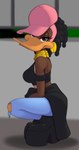 Rating: s
ID: 3270215
Date: 2022-04-10 01:55:16 -0400
Status: active
Score: 37
2021 alfred_j._kwak_(series) anatid anseriform avian bare_shoulders baseball_cap beak billboi bird black_hair bottomwear brown_body brown_eyes brown_feathers clothed clothing clothing_around_waist crouching detailed_background dreadlocks duck ear_piercing ear_ring feathers female hair hat headgear headwear hi_res looking_at_viewer neck_ring pants piercing platform_footwear ring_piercing shirt_around_waist side_view solo torn_bottomwear torn_clothing torn_pants winnie_(ajk) post #3270215