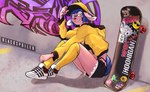 Rating: s
ID: 4248459
Date: 2023-08-22 14:38:03 -0400
Status: active
Score: 21
5_fingers absurd_res anthro baseball_cap black_bottomwear black_clothing black_shorts blackspoiler blue_eyes blue_hair bottomwear bovid bra caprine clothed clothing crop_hoodie eyewear female fingers footwear fur glasses graffiti hair hat headgear headwear hi_res hoodie hotpants jacket light_body light_fur long_socks mammal open_clothing open_jacket open_topwear panty_lines pink_body pink_fur red_nose round_glasses serva_(blackspoiler) sheep shoes shorts side_view sitting skateboard smug snapback_hat sneakers socks solo sports_bra sticker thong_straps topwear underwear vehicle white_clothing white_footwear white_shoes yellow_baseball_cap yellow_clothing yellow_footwear yellow_hoodie yellow_socks yellow_topwear post #4248459