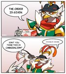 Rating: s
ID: 4407758
Date: 2023-11-11 09:28:43 -0500
Status: active
Score: 50
2023 anthro avian azir_(lol) beak bird black_beak clothed clothing comic crossover dialogue diviously dreamworks duo english_text feathers fingers galliform hi_res kfc kung_fu_panda league_of_legends lord_shen peafowl phasianid riot_games tencent text white_body white_feathers yellow_beak post #4407758