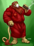 Rating: s
ID: 355228
Date: 2013-07-22 04:34:35 -0400
Status: active
Score: 26
2013 3:4 alcohol anthro bathrobe beard beverage blue_eyes cigar classy clothing digital_media_(artwork) elderly facial_hair felid food full-length_portrait fur grey_hair grisser hair hairy lion looking_at_viewer male mammal mature_anthro mature_male nedris pantherine portrait red_hair robe smoke smoking solo post #355228