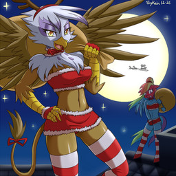 Rating: s
ID: 418725
Date: 2013-12-26 16:47:01 -0500
Status: active
Score: 65
1:1 anthro anthrofied antlers avian bag beak blue_body blue_feathers blush bottomwear christmas christmas_clothing christmas_headwear clothed clothing collar duo equid equine feathered_wings feathers female fingerless_gloves friendship_is_magic full_moon gilda_(mlp) gloves gryphon hair handwear hasbro hat headgear headwear holidays horn legwear mammal miniskirt moon multicolored_hair my_little_pony mythological_avian mythological_creature mythological_equine mythology night on_roof outside pattern_clothing pattern_legwear pegasus rainbow_dash_(mlp) rainbow_hair rooftop santa_hat skimpy skirt skykain smile striped_clothing striped_legwear stripes supermoon tail thigh_highs wings post #418725