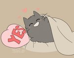 Rating: s
ID: 4448574
Date: 2023-12-02 13:16:43 -0500
Status: active
Score: 20
2023 amayakasuneko ambiguous_gender bedding blush cotora domestic_cat eyes_closed featureless_feet feet felid feline felis feral fur grey_body grey_fur grin happy heart_symbol hi_res lying mammal meme on_side pillow shikaruneko_(series) simple_background smile solo tan_background under_covers whiskers yes-no_pillow yes_pillow post #4448574